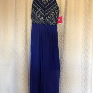 Elegant IZ Byer Girls  Cobalt Blue maxi dress with sequined bodice.